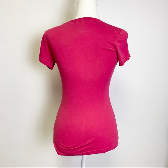 NWOT Nike Dri Fit Hot Pink V Cut Top Active Shirt - Picture 3 of 16